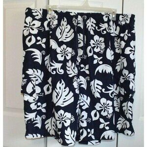 Island Outfitters 3XLT blue & white floral print elastic waist swim trunks